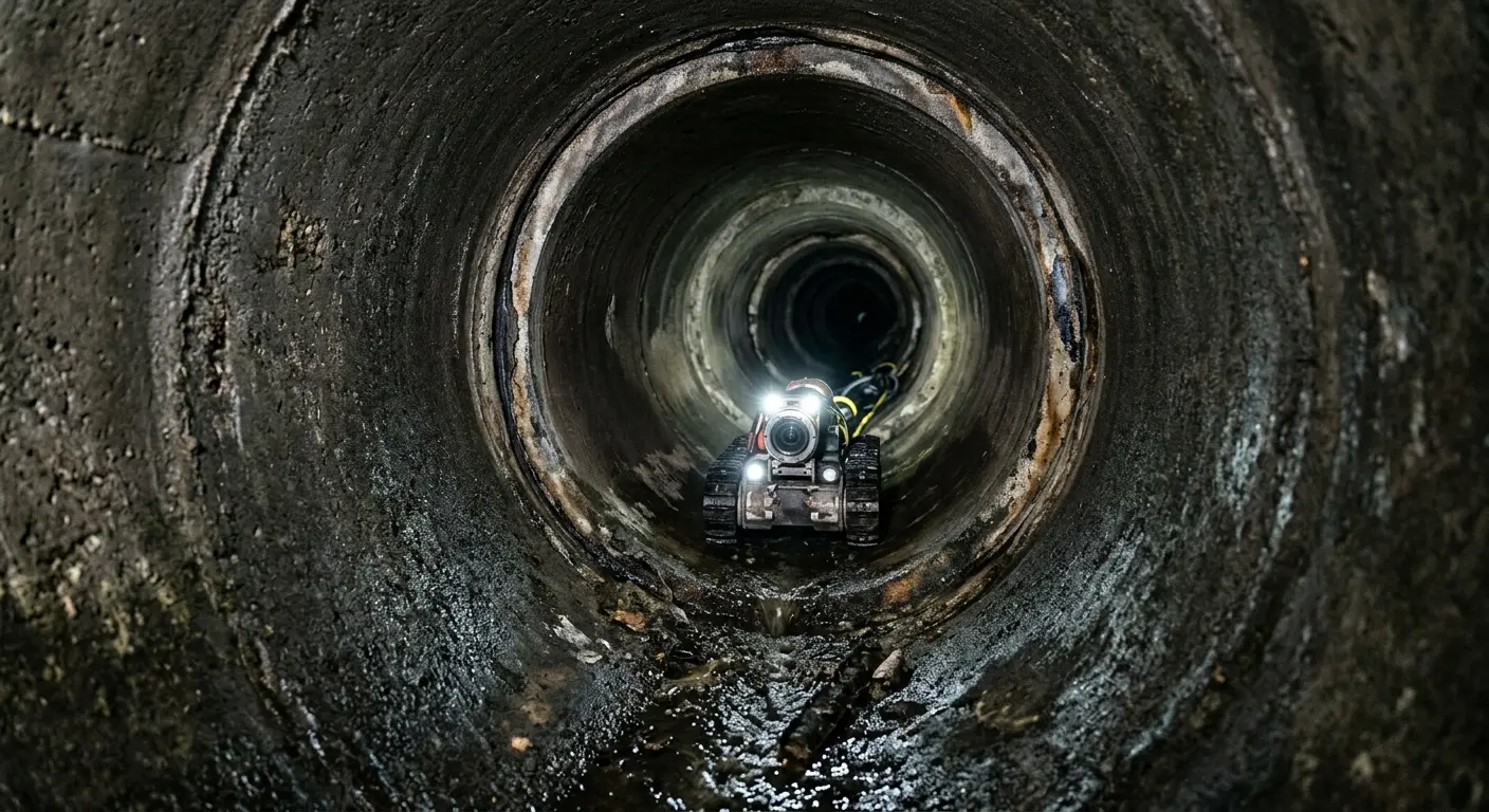 Robotic sewer camera inspecting pipe interior for Sewer Line Repair in Dawsonville